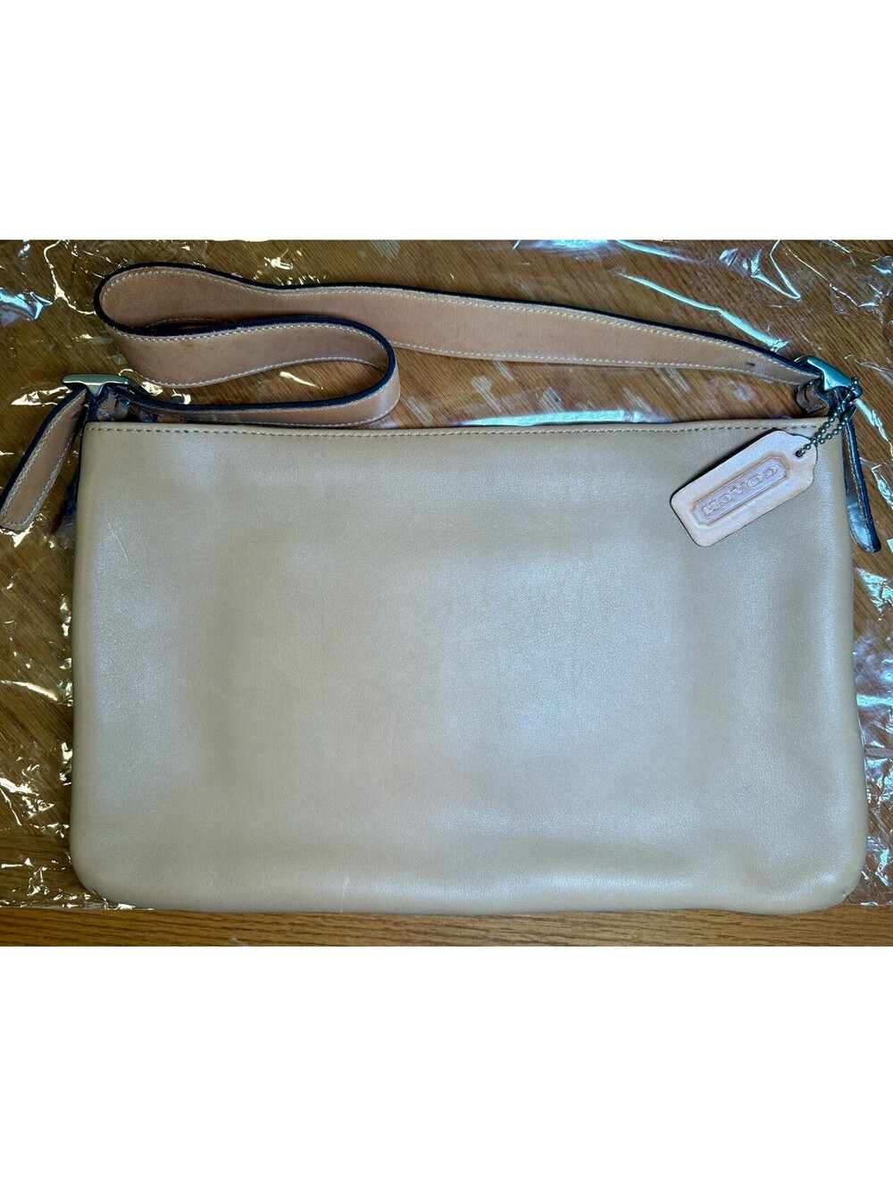 Vintage Coach 9414 Slim Shoulder Bag Tan Leather Made in USA Y2K Near Pristine